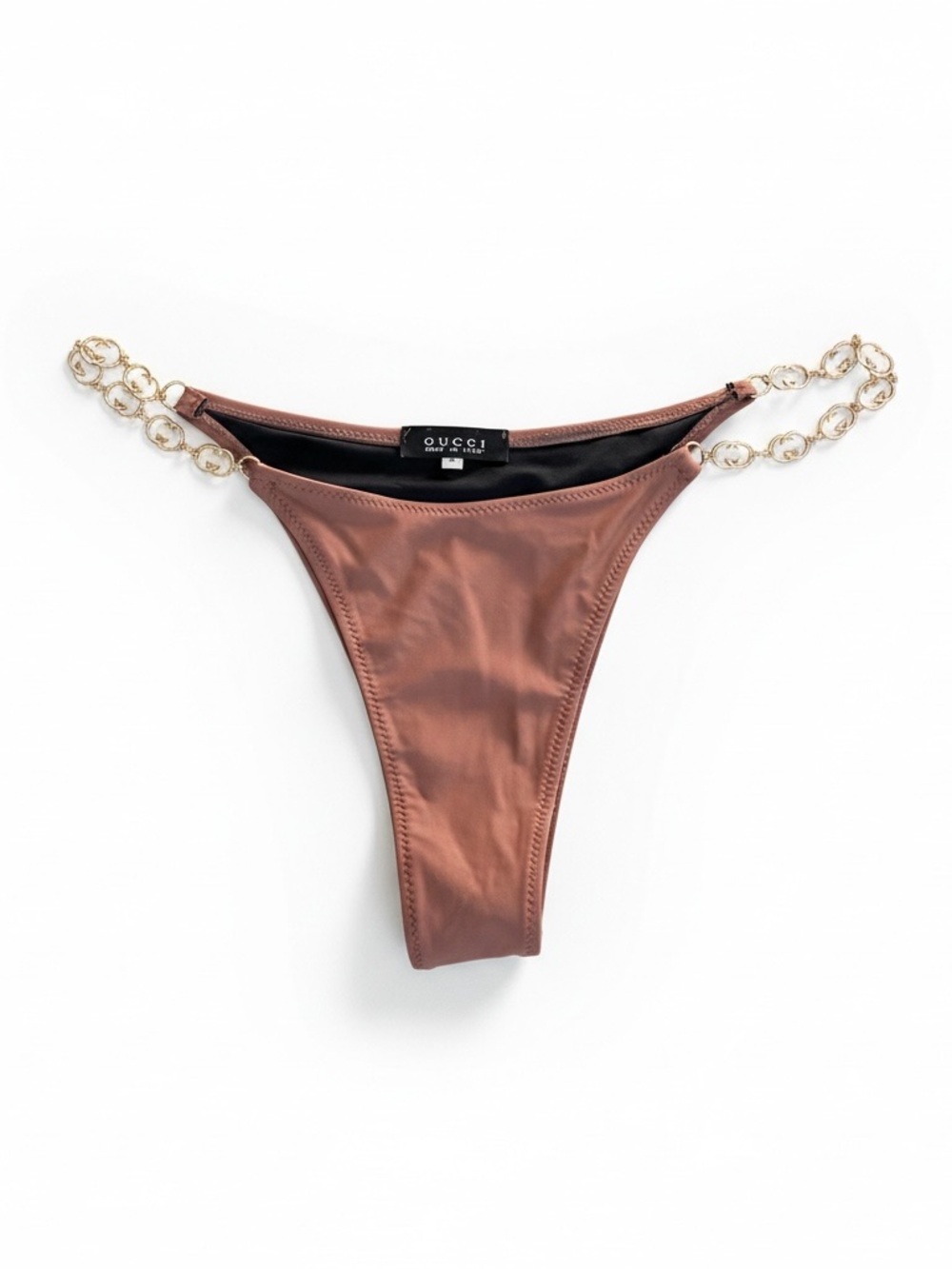 Gucci Metallic Copper-Brown Chain Side bathing suit bottom